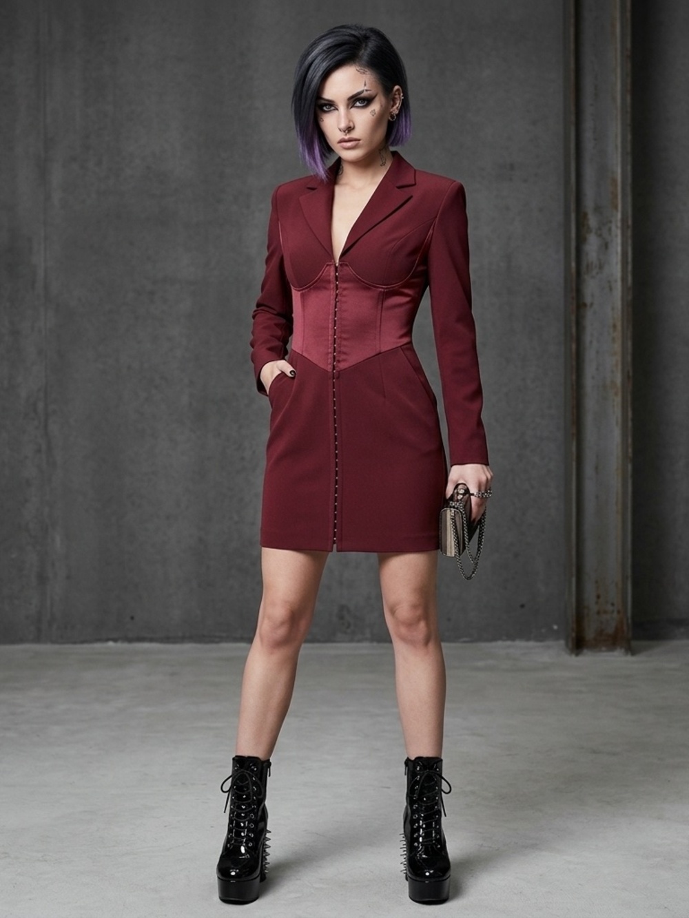 Lavish Alice Ruby Holley Corset Mini Coat Dress Sz 2 ASO Ryan Wilder The Flash